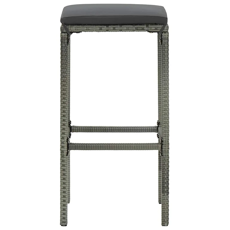 Tabourets de bar avec coussins lot de 4 gris résine tressée - 5