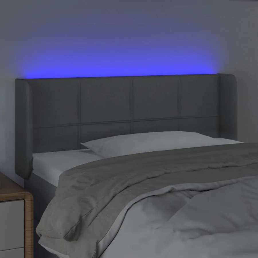 Tête de lit à LED Gris clair 103x16x78/88 cm Tissu - 4
