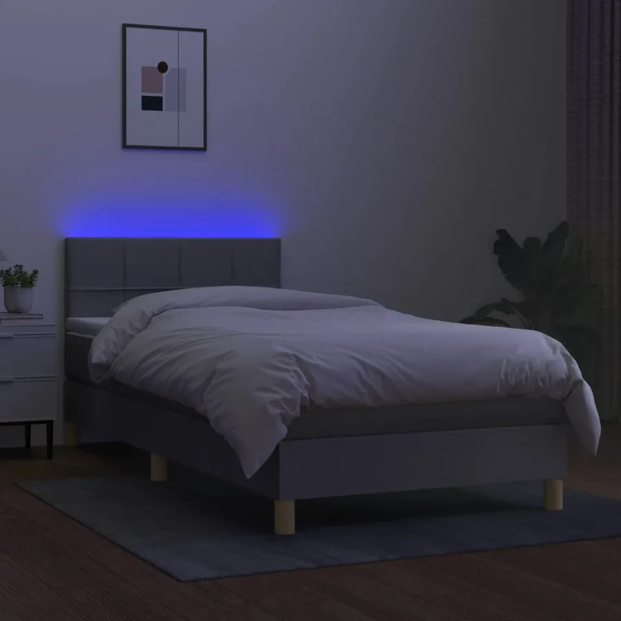 Sommier à lattes de lit matelas LED Gris clair 100x200 cm Tissu - 4