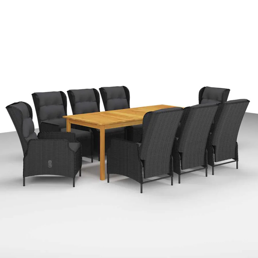 Ensemble à manger de jardin 9 pcs Gris foncé