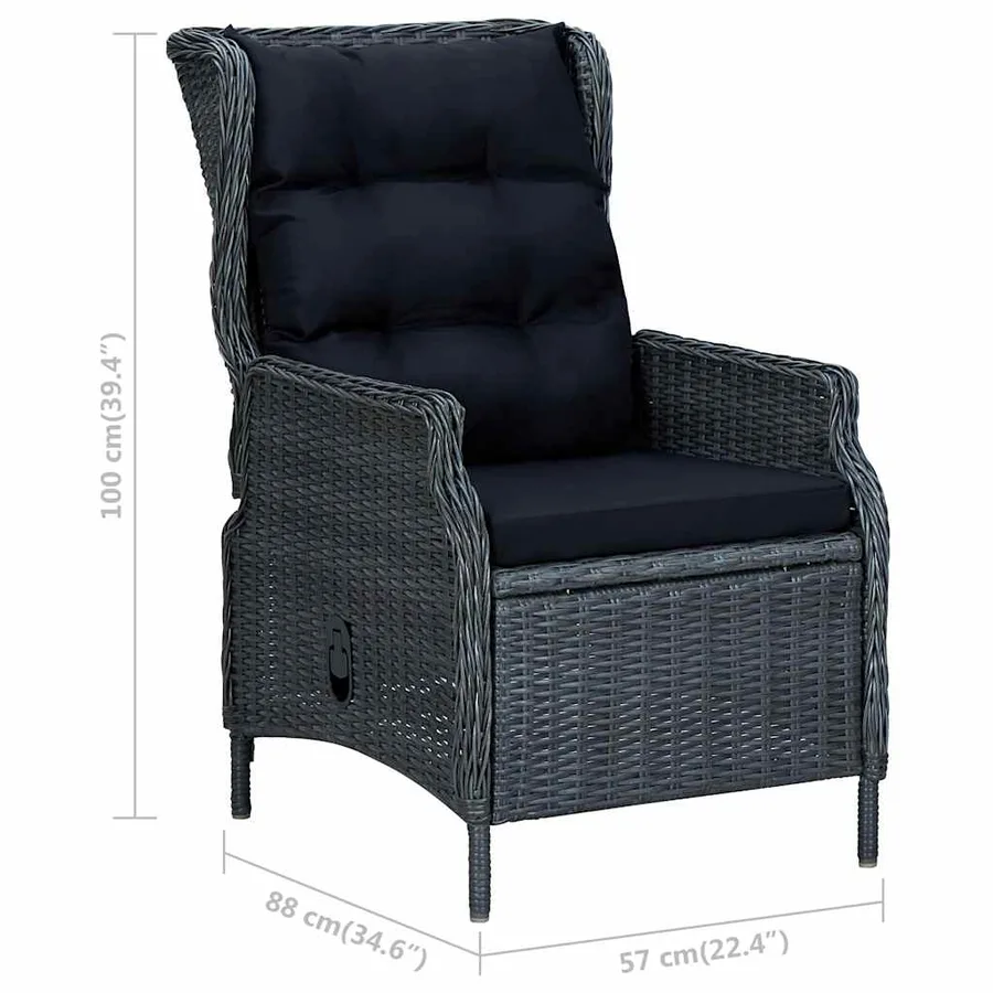 Ensemble à manger de jardin 9 pcs Gris foncé - 13