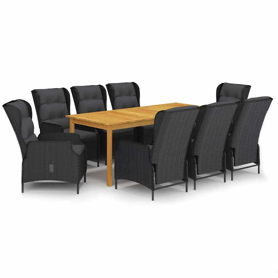 Ensemble à manger de jardin 9 pcs Gris foncé - 2