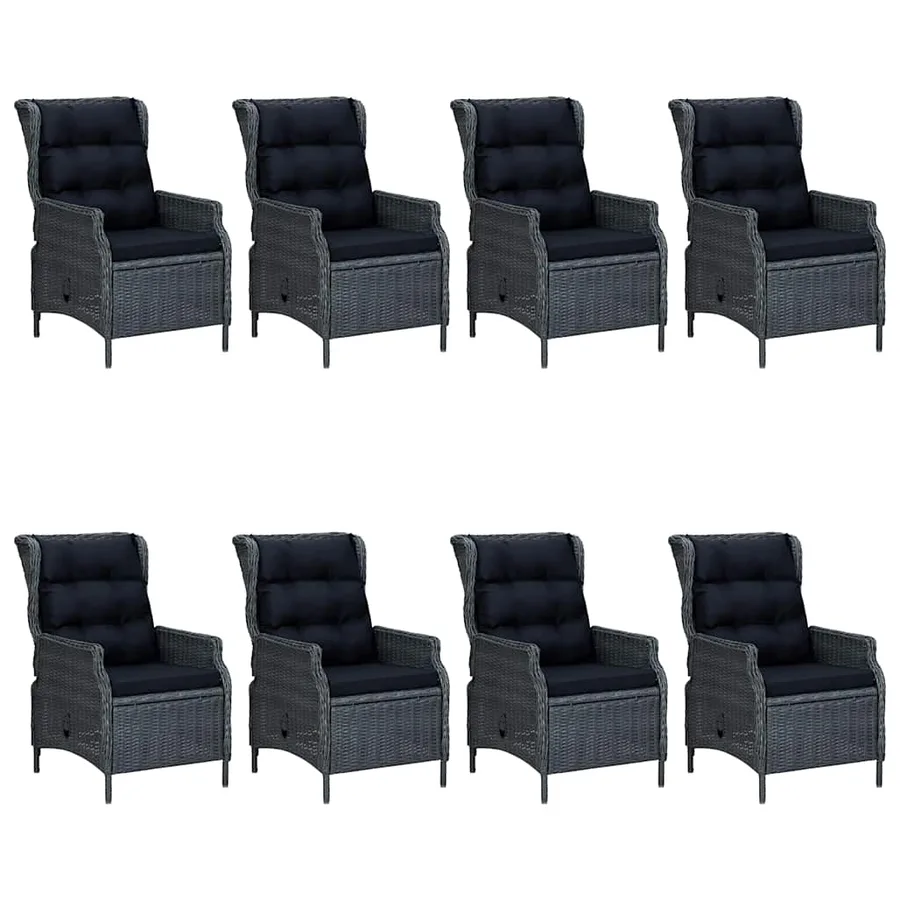 Ensemble à manger de jardin 9 pcs Gris foncé - 3