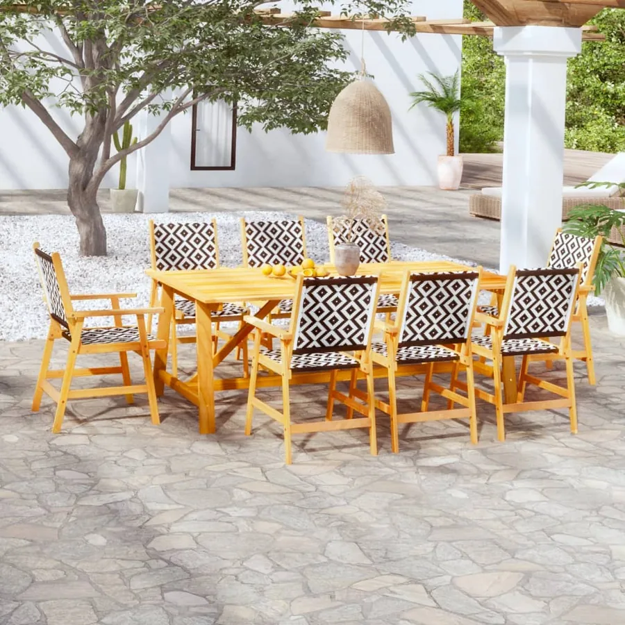 Ensemble à manger de jardin 9 pcs Bois d'acacia solide