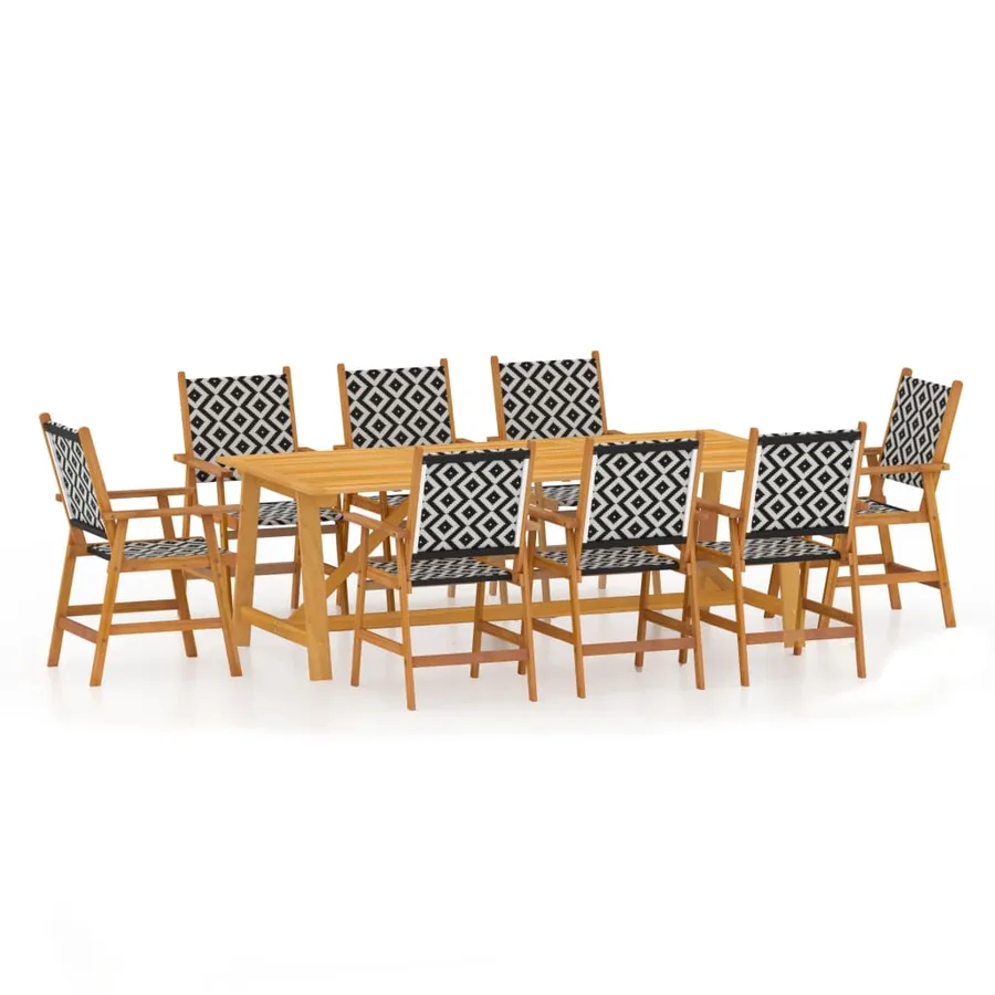 Ensemble à manger de jardin 9 pcs Bois d'acacia solide - 2
