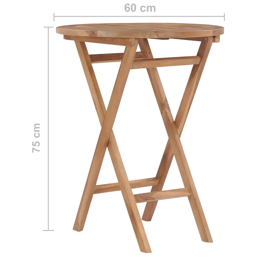 Table pliable de jardin 60 cm Bois de teck solide - 7