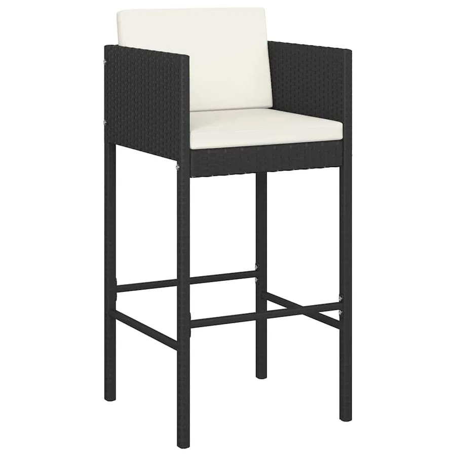 Ensemble de bar de jardin 5 pcs et coussins Résine tressée Noir - 3