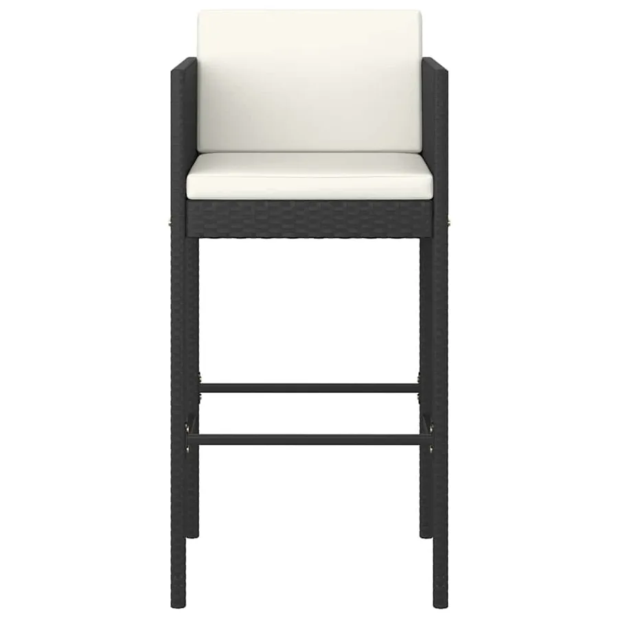 Ensemble de bar de jardin 5 pcs et coussins Résine tressée Noir - 4
