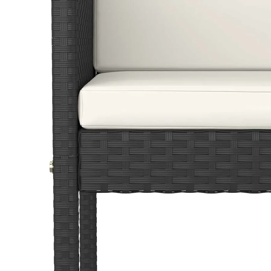 Ensemble de bar de jardin 5 pcs et coussins Résine tressée Noir - 5