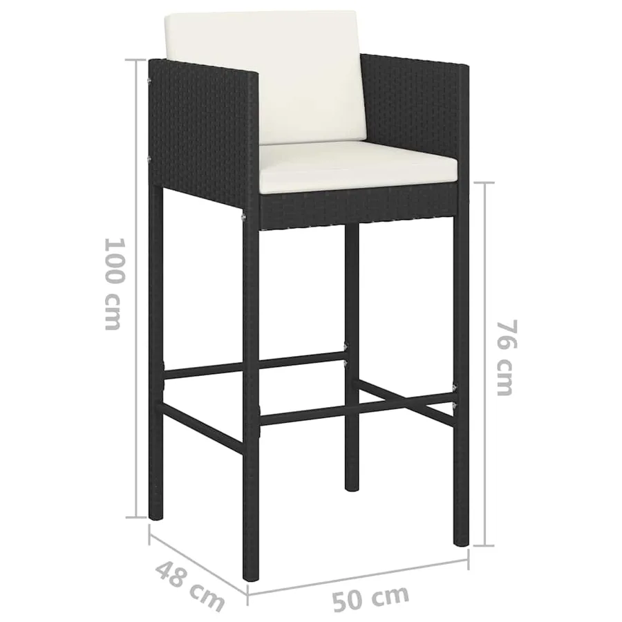 Ensemble de bar de jardin 5 pcs et coussins Résine tressée Noir - 9