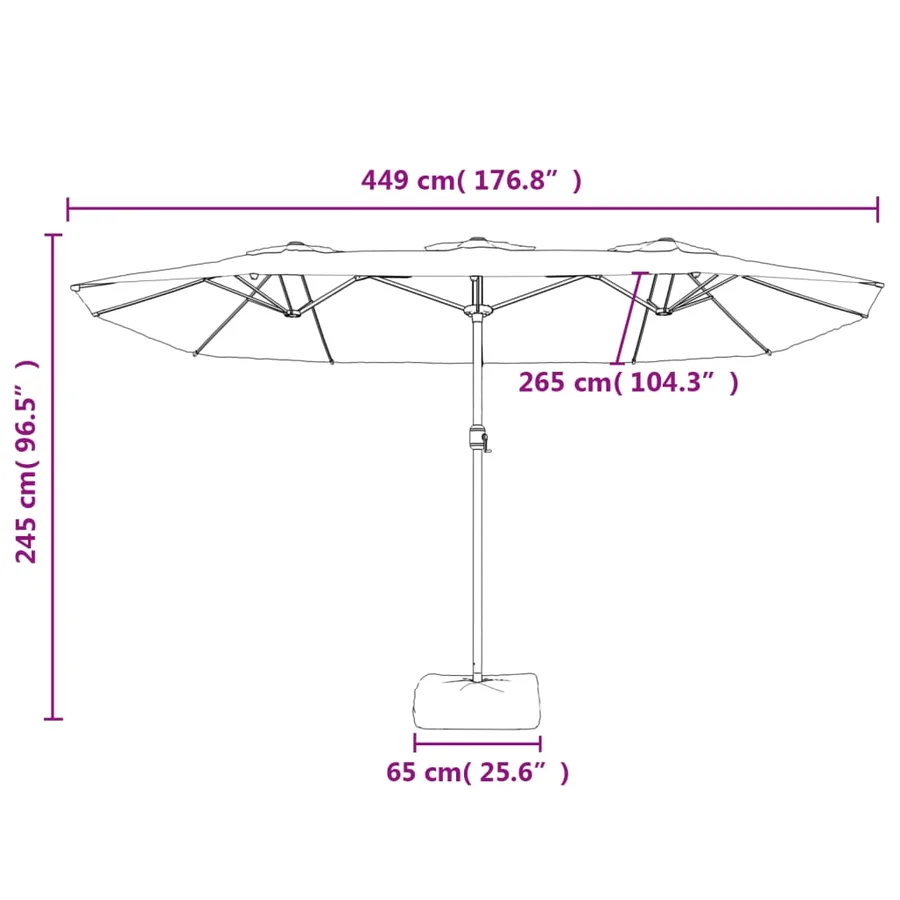 Parasol de jardin à double tête avec LED anthracite 449x265 cm - 10
