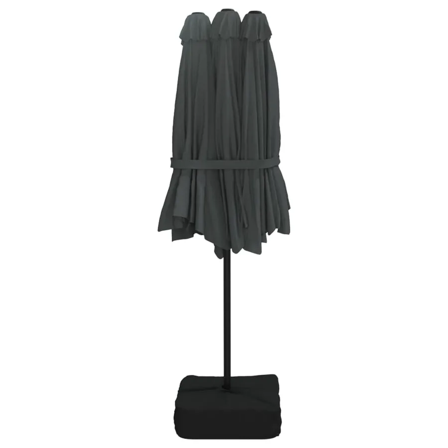Parasol de jardin à double tête avec LED anthracite 449x265 cm - 7