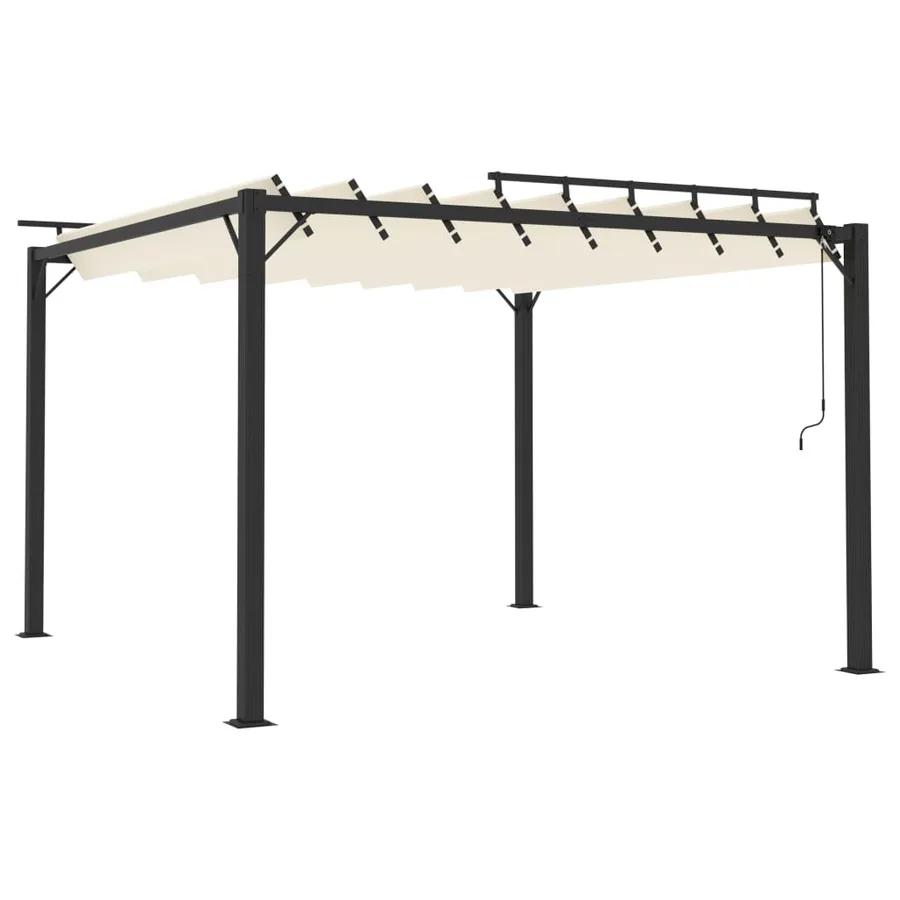 Tonnelle avec toit à persienne 3x3 m Crème Tissu et aluminium - 2