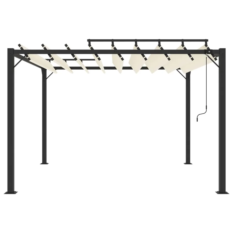 Tonnelle avec toit à persienne 3x3 m Crème Tissu et aluminium - 3
