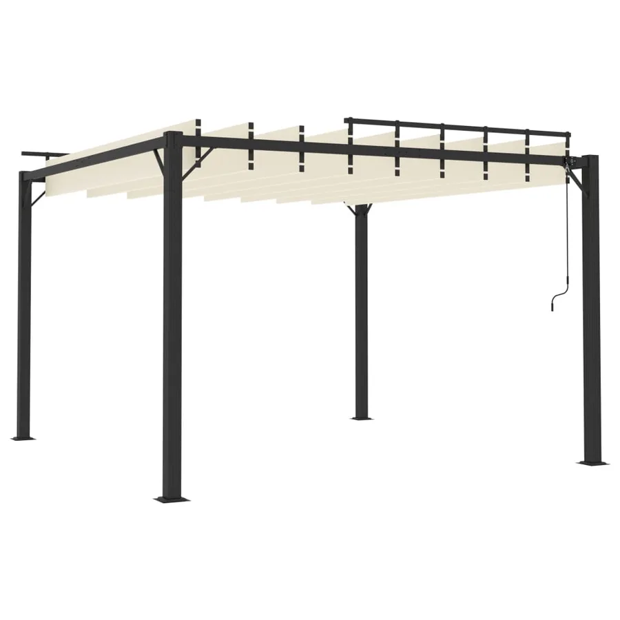 Tonnelle avec toit à persienne 3x3 m Crème Tissu et aluminium - 4