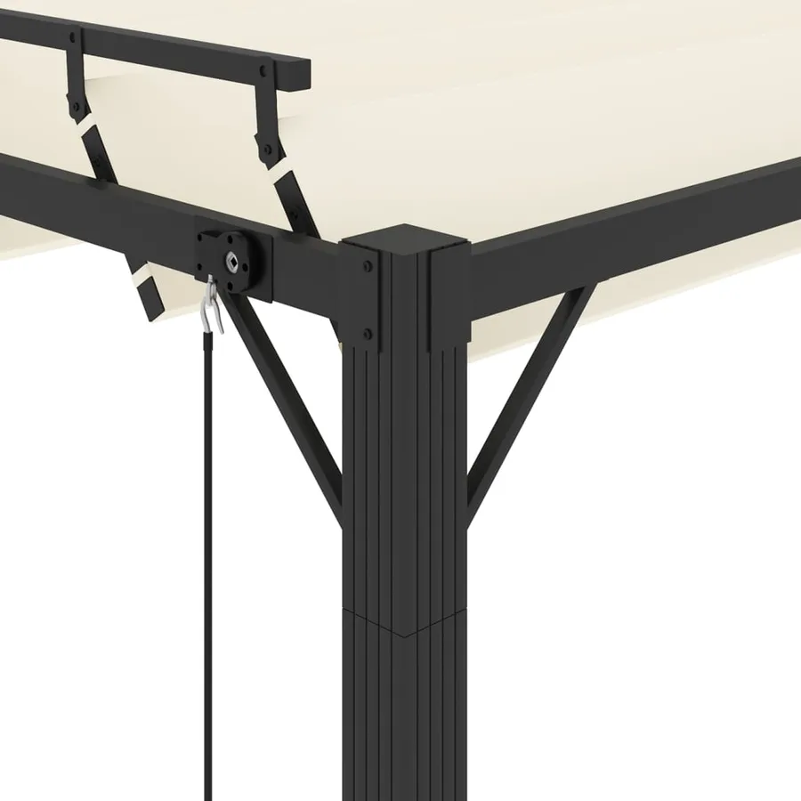 Tonnelle avec toit à persienne 3x3 m Crème Tissu et aluminium - 6