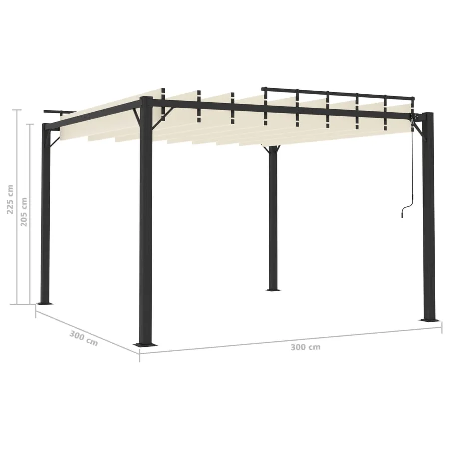 Tonnelle avec toit à persienne 3x3 m Crème Tissu et aluminium - 8