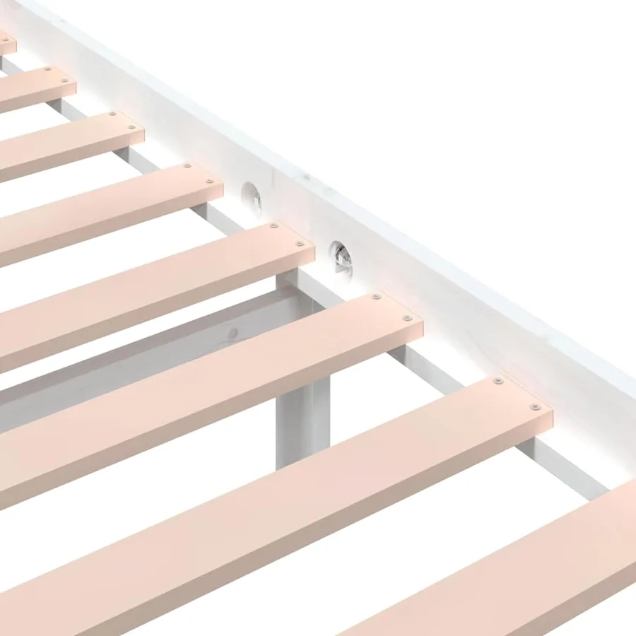 Cadre de lit sans matelas blanc bois massif 140x200 cm - 8