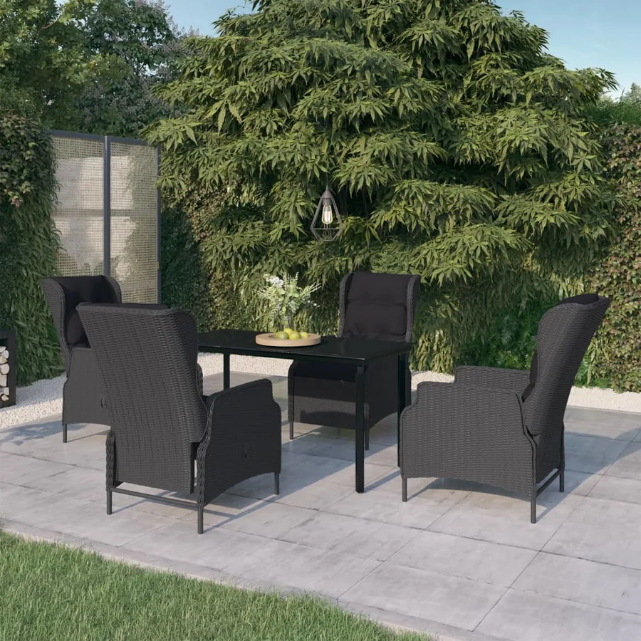 Ensemble à manger de jardin 5 pcs Gris foncé