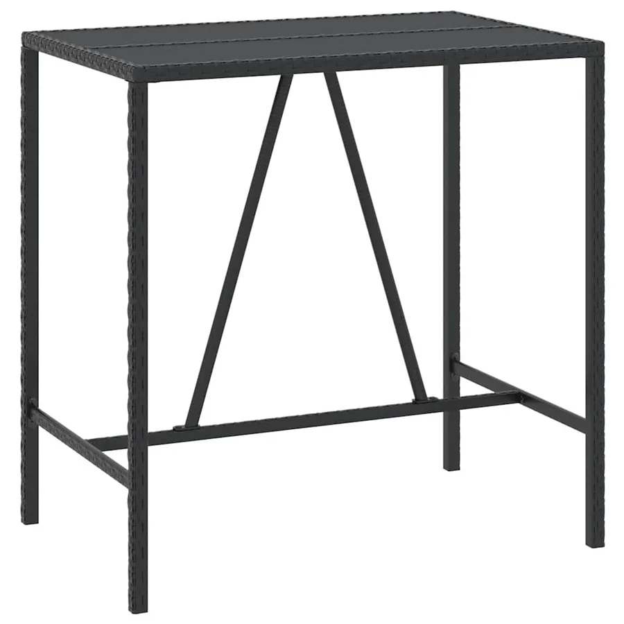 Ensemble de bar jardin 5 pcs noir poly rotin/bois massif acacia - 5
