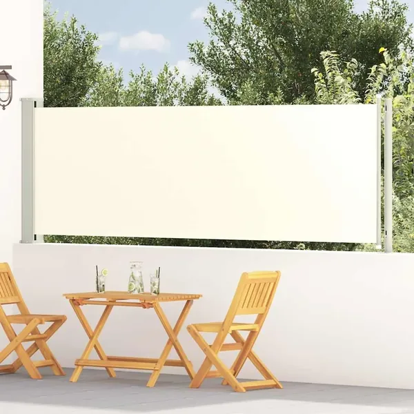 Auvent latéral rétractable de patio 117x600 cm Crème