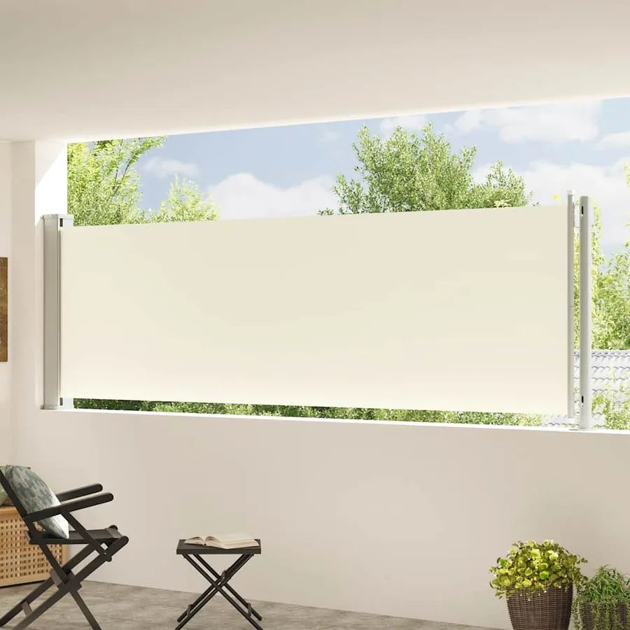 Auvent latéral rétractable de patio 117x600 cm Crème - 3