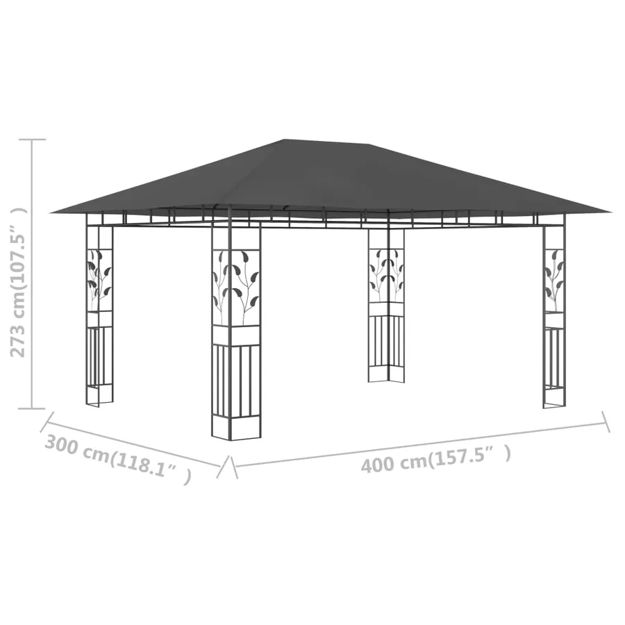 Belvédère avec moustiquaire 4x3x2,73 m Anthracite 180 g/m² - 6