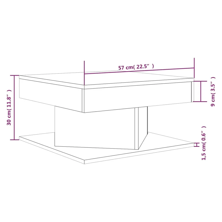Table basse Chêne fumé 57x57x30 cm Bois d'ingénierie - 5