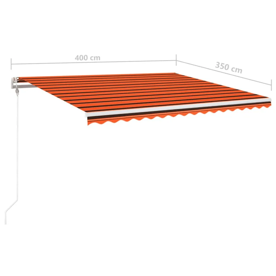 Auvent automatique capteur de vent LED 400x350 cm Orange marron - 8