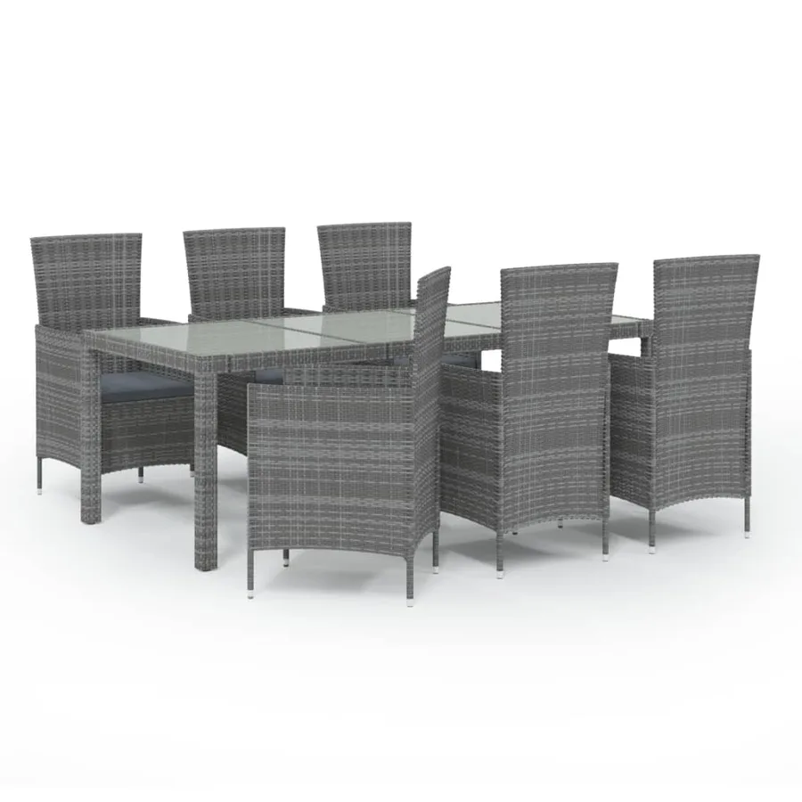 Salon de jardin 7 pcs avec coussins Résine tressée Gris - 2