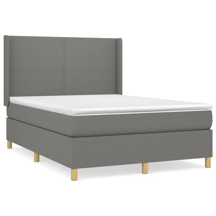 Sommier à lattes de lit avec matelas Gris foncé 140x200cm Tissu - 2