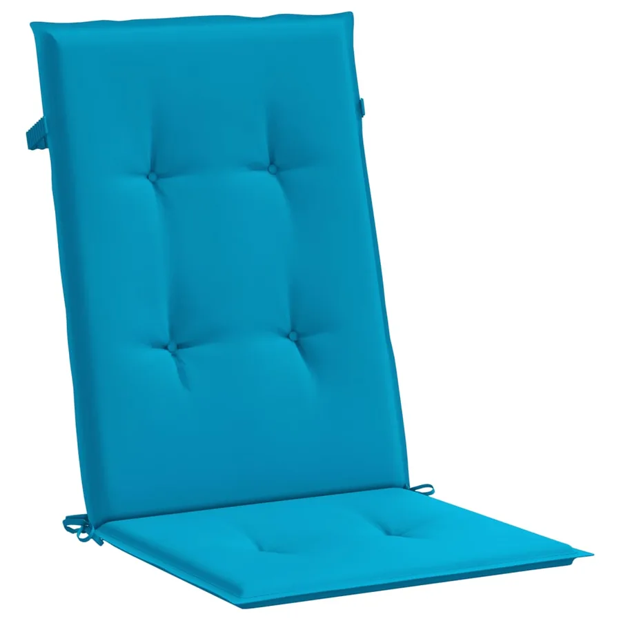 Coussins de chaise de jardin à dossier haut lot de 6 bleu tissu - 5