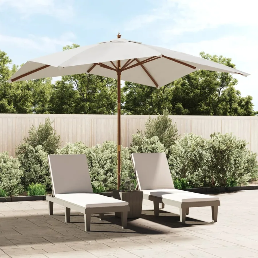 Parasol de jardin avec mât en bois sable 300x300x273 cm