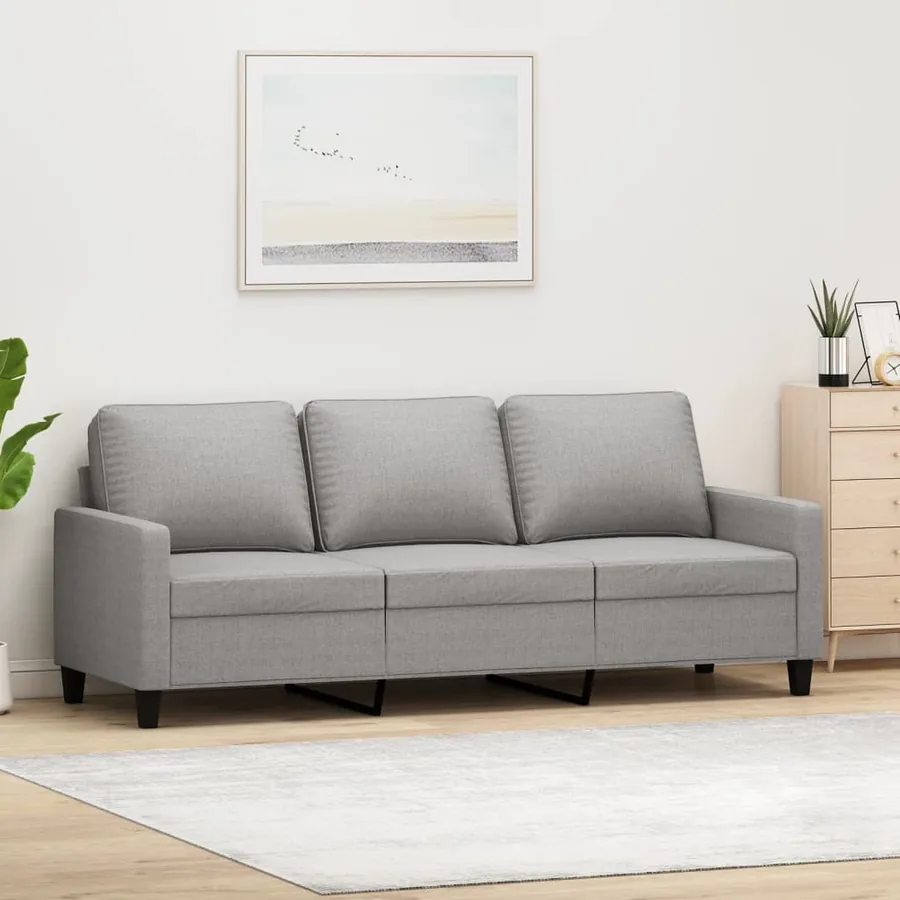 Canapé à 3 places Gris clair 180 cm Tissu