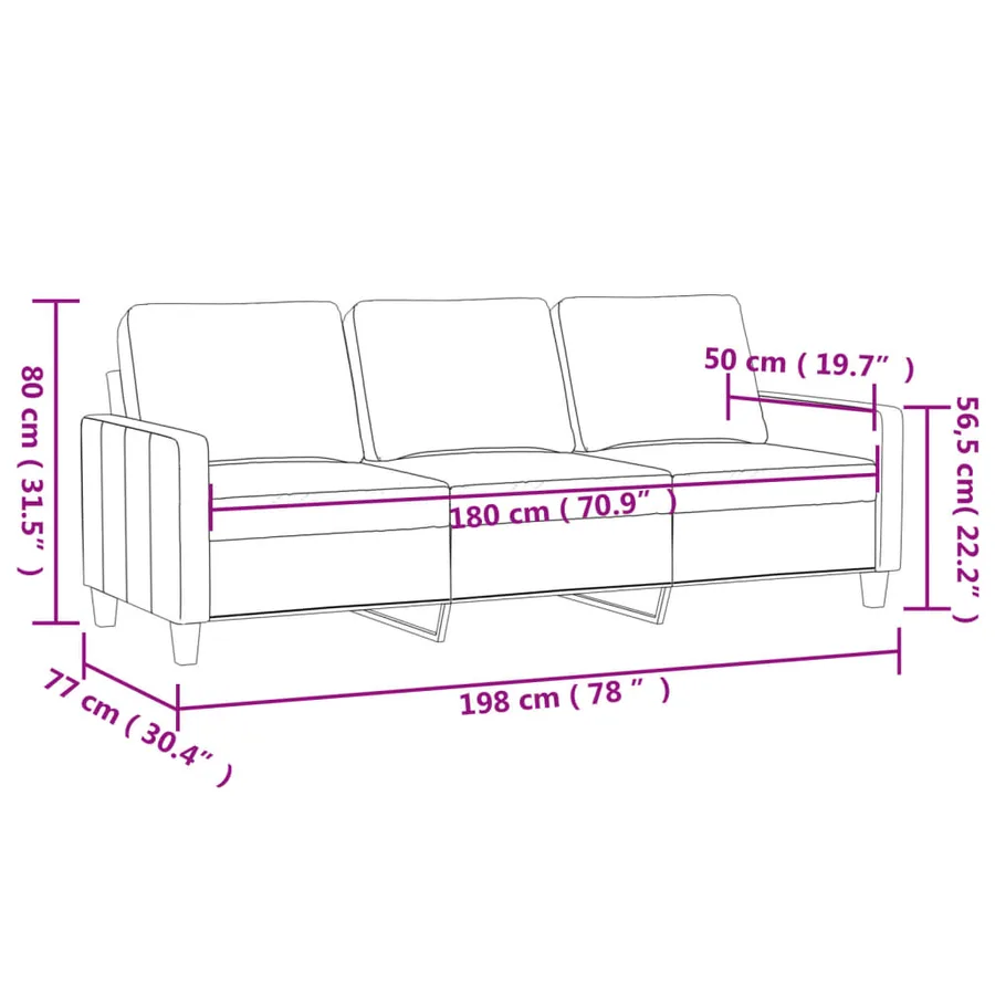 Canapé à 3 places Gris clair 180 cm Tissu - 8