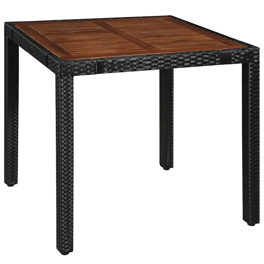Ensemble à manger d'extérieur 5 pcs Rotin et bois d'acacia Noir - 2