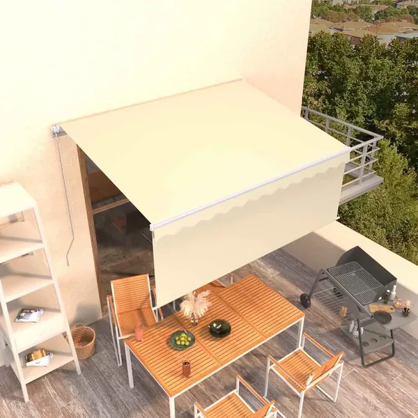 Auvent manuel rétractable avec store 3x2,5 m Crème