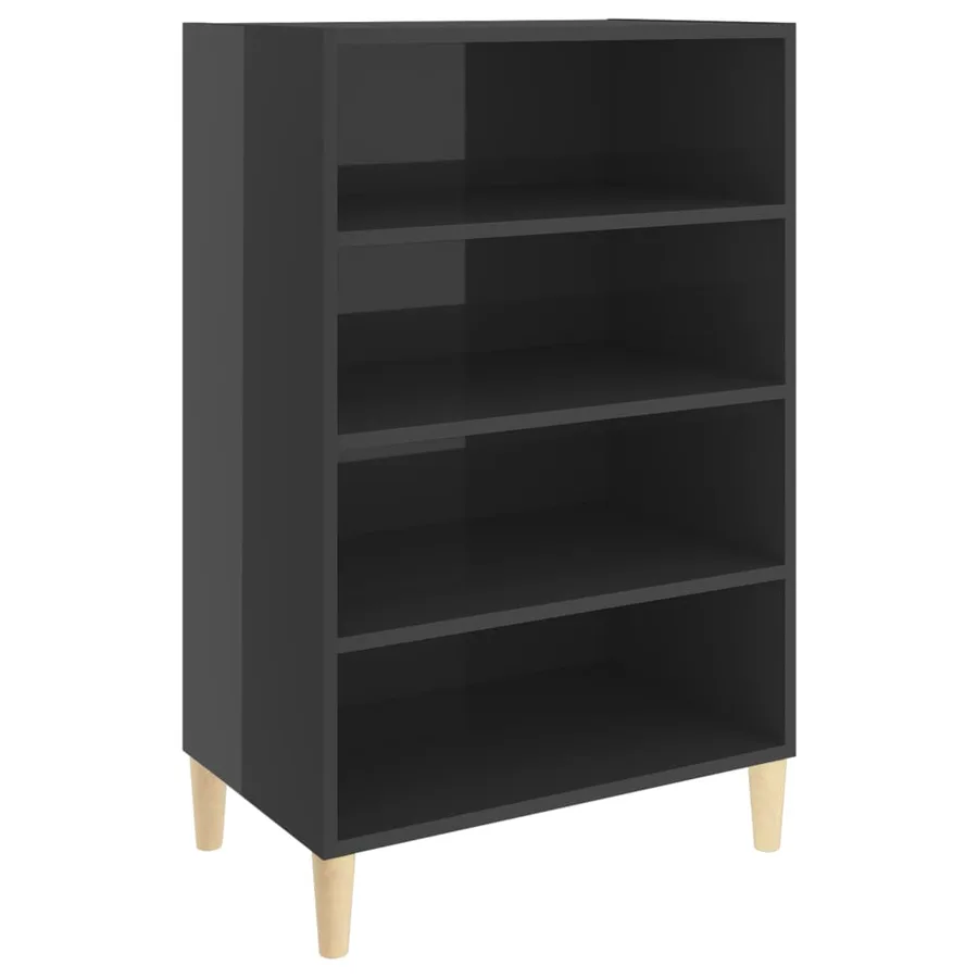 Buffet gris brillant 57x35x90 cm bois d'ingénierie - 2