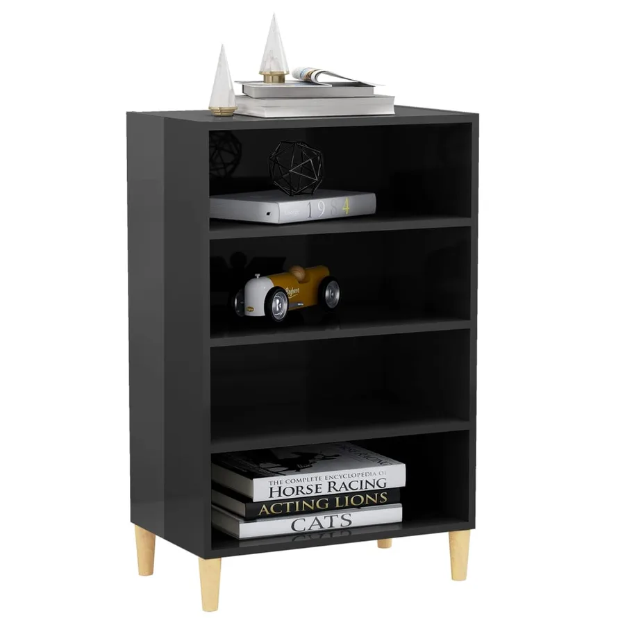 Buffet gris brillant 57x35x90 cm bois d'ingénierie - 3