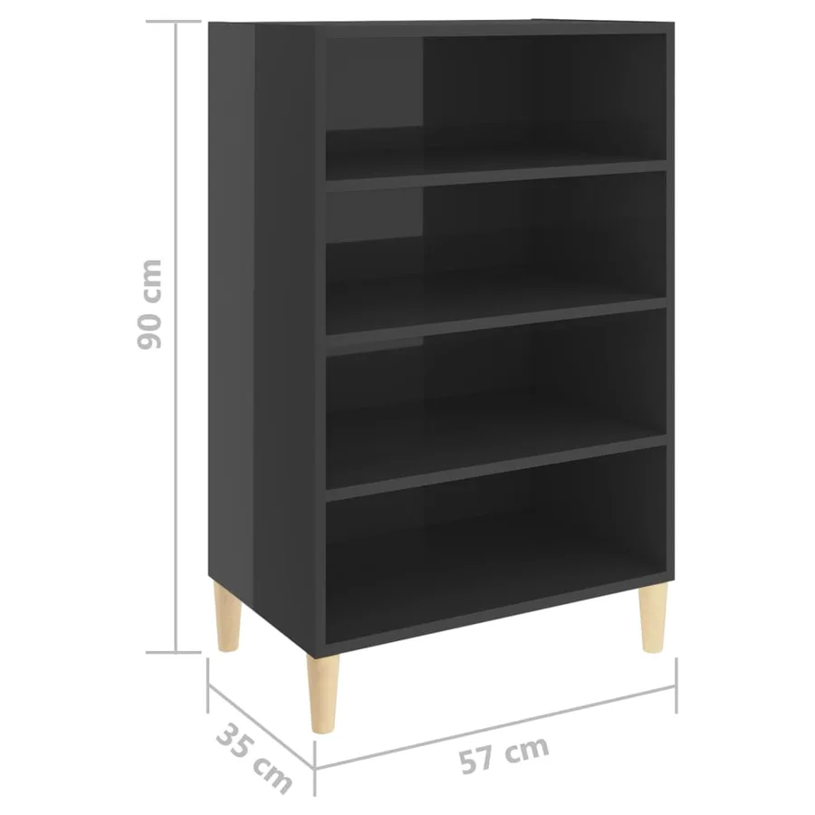 Buffet gris brillant 57x35x90 cm bois d'ingénierie - 6