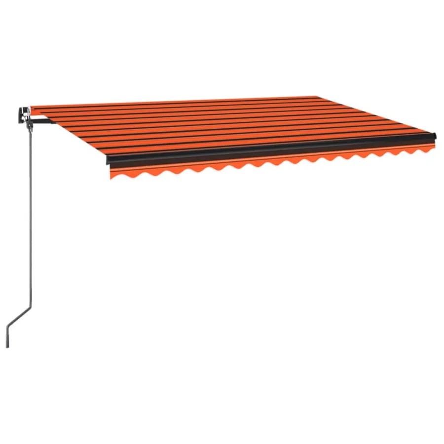 Auvent manuel rétractable avec LED 400x350 cm Orange et marron - 2