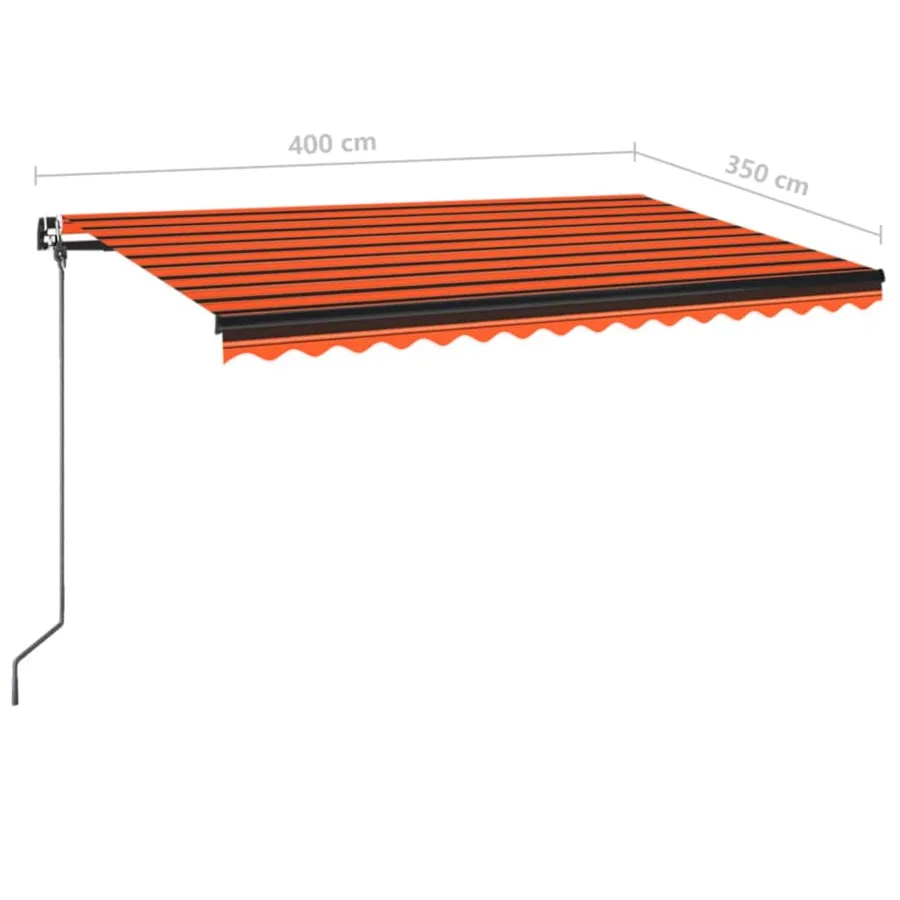 Auvent manuel rétractable avec LED 400x350 cm Orange et marron - 7