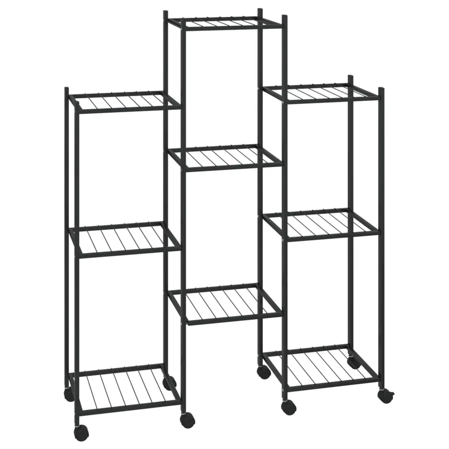 Jardinière avec roues 83x25x103,5 cm Noir Fer - 2