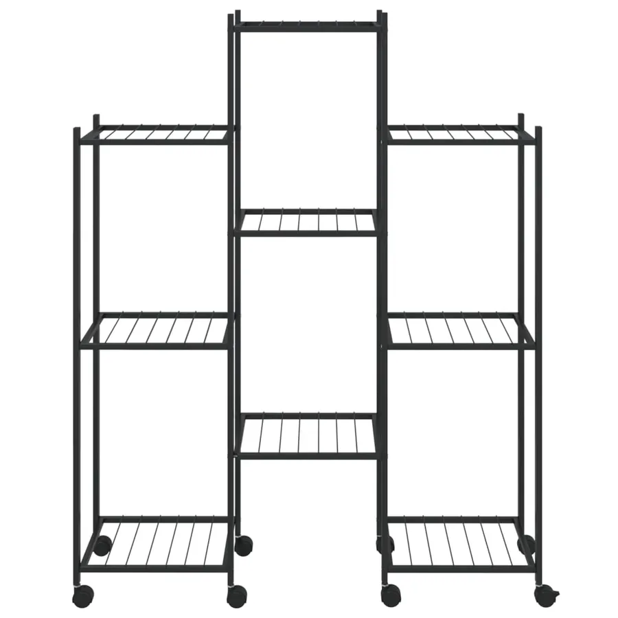 Jardinière avec roues 83x25x103,5 cm Noir Fer - 3