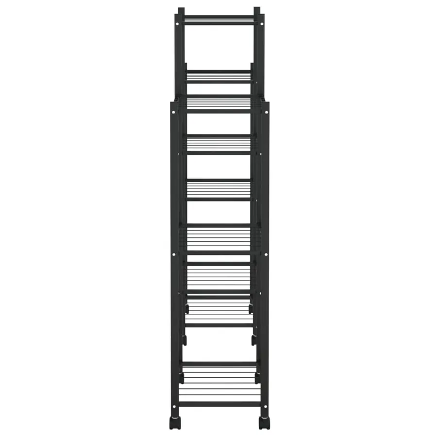 Jardinière avec roues 83x25x103,5 cm Noir Fer - 4