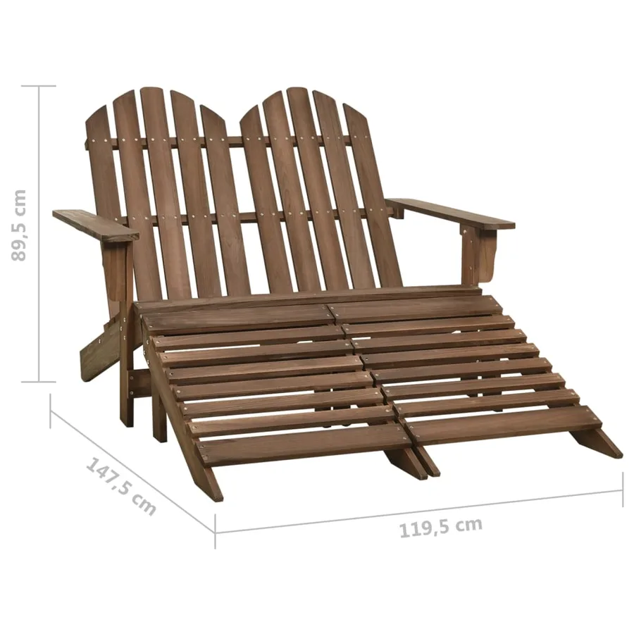 Chaise de jardin Adirondack 2 places repose-pied sapin marron - 8