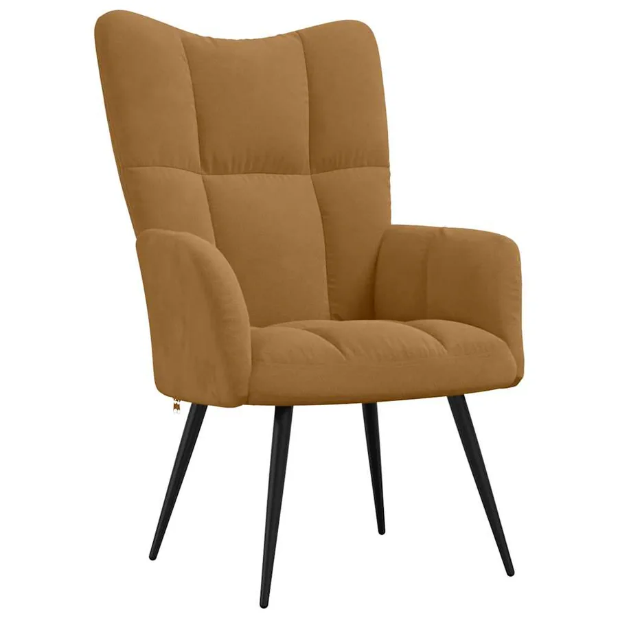 Chaise de relaxation avec tabouret Marron Velours - 6
