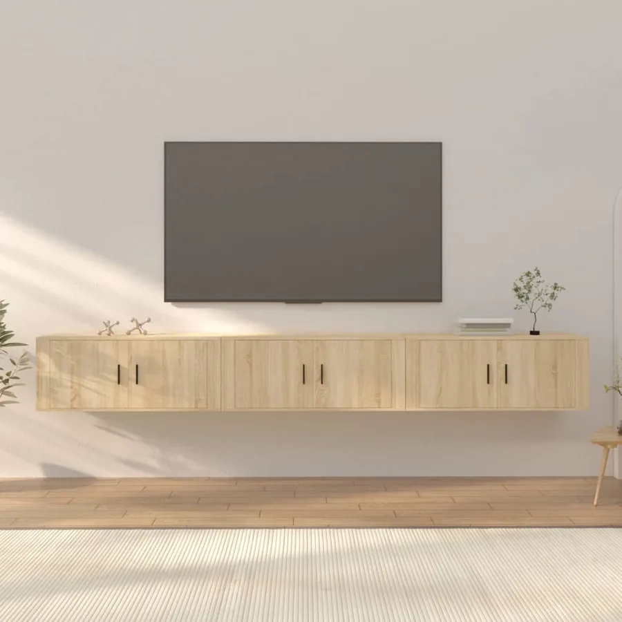 Meubles TV muraux 3 pcs chêne sonoma 100x34,5x40 cm