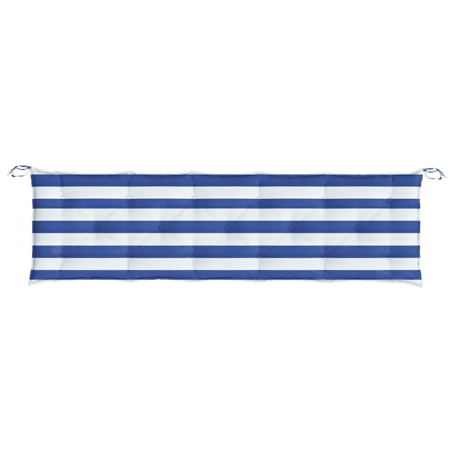Coussin de banc de jardin rayures bleues et blanches 180x50x7cm - 4