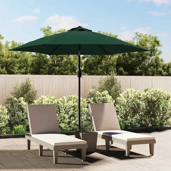 Parasol de jardin en porte-à-faux avec LED 3 m vert